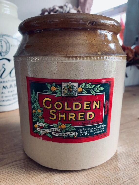 Vintage Golden Shred Robertsons Paisley Marmalade Pot Jar Etsy