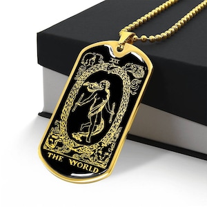 Le monde carte de tarot collier bijoux pendentif amulette or argent