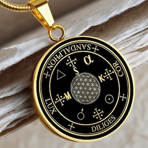Archangel Sandalphon Necklace Pendant Jewelry Gold Seal Sigil Silver Charm Chain