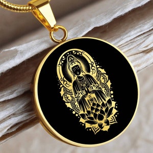 Quan yin Pendant kwan yin Necklace Buddhist Jewelry Gold Silver Amulet