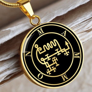 Mammon Sigil Necklace Pendant Jewelry Gold Amulet Silver Talisman Charm