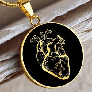Anatomical Heart Necklace Jewelry Pendant Gold Silver Charm