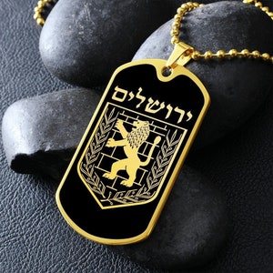 Jerusalem Lion Necklace Israel Pendant Judaica Jewelry Gold Silver Men Women