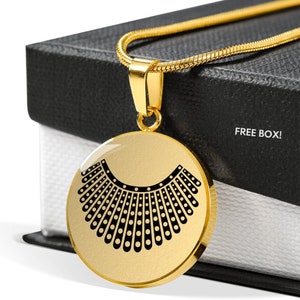 RBG Ruth Bader Ginsburg Necklace Feminist Jewelry Gift for Women Pendant