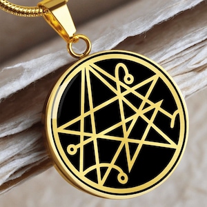 Necronomicon Necklace Gold Silver Lucifer&#39;s Pendant Jewelry Sigil of the Gate