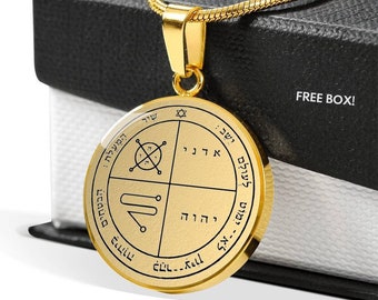 Colar com pingente de amuleto e proteção contra mau-olhado, talismã do selo de Salomão