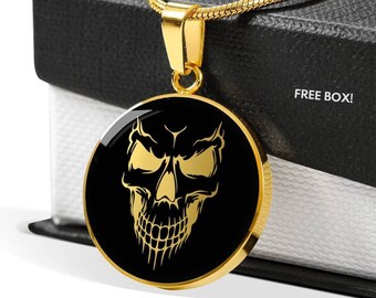 Collier pendentif crâne bijoux cadeau homme Goth gothique