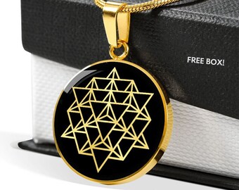 Sacred Geometry Mercabah Pendant Star Tetrahedron Necklace Jewelry Men Merkabah Merkaba Amulet Talisman