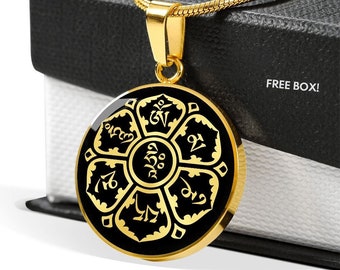 Om Mani Padme Hum Mandala Collar Budista Joyería Colgante