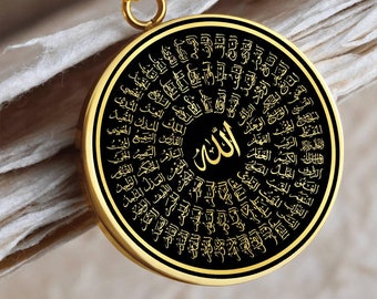 99 Names of Allah Necklace Islamic Jewelry Pendant Gold Talisman Silver Amulet