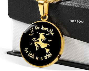 Hexe auf einem Besen-Halskette-Schmuck-Anhänger Geschenk Witchy Hexen
