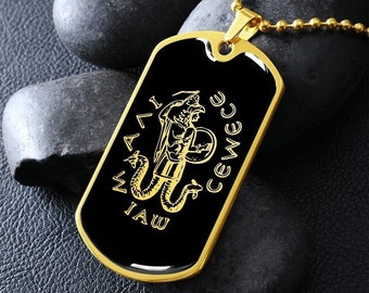 Colar com pingente de joia gnóstica Abraxas em ouro e prata.