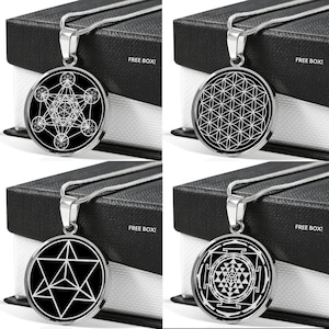 Sacred Geometry Jewelry Set Necklace Amulet Symbols Pendant