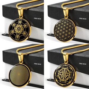 Ensemble de bijoux géométrie sacrée collier amulette pendentif talisman