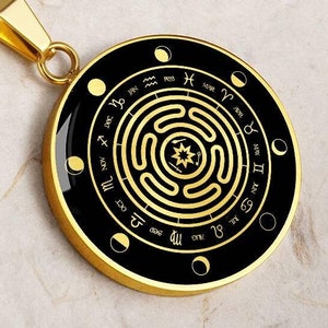 Hecate Wheel Necklace Wheel of the Year Pendant Moon Goddess Jewelry Gold Silver Amulet