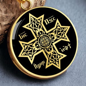Coptic Cross Necklace Orthodox Jewelry Pendant Gold Silver Men Medal Medallion