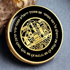 Jerusalem Pendant Necklace Judaica Jewelry Gold Silver Amulet Talisman
