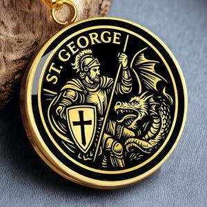 St George Pendant Necklace Catholic Jewelry Gold & Silver Religious Medal