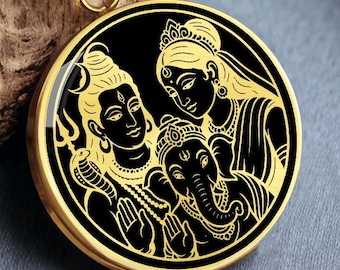 シヴァ神パールヴァティ・ガネーシャファミリーペンダント：ヒンドゥー