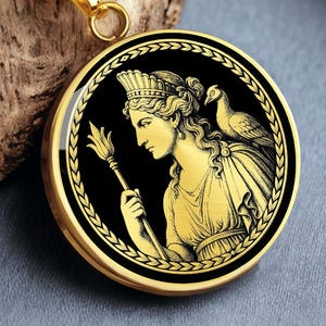 Hera Necklace Greek Goddess Pendant Mythology Jewelry Gold Silver Talisman