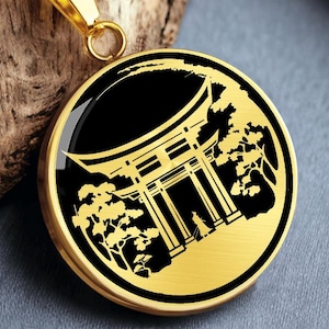 Japanese Jewelry Torii Gate Necklace Shinto Pendant Gold Silver Charm Talisman