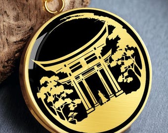 Japanese Jewelry Torii Gate Necklace Shinto Pendant Gold Silver Charm Talisman