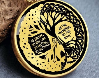 Tree of Life Necklace: Gold Yin Yang Charm Pendant