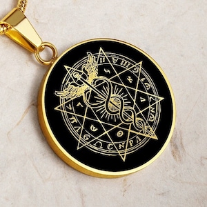 Hermetic Necklace Kundalini Pendant Alchemy Jewelry Gold Silver Amulet Talisman Chain