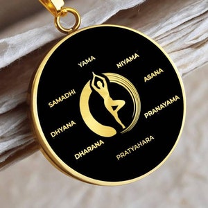 8 Limbs of Yoga Necklace Yama Niyama Pendant Yoga Jewelry Gold Silver Charm