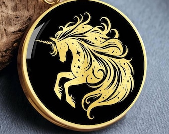 Unicorn Necklace Fantasy Jewelry Pendant Gold Silver Gift
