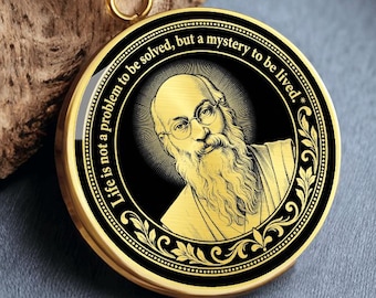 Osho Necklace, Life Is Not A Problem Pendant, Inspirational Quote Medallion, Philosophy Jewelry
