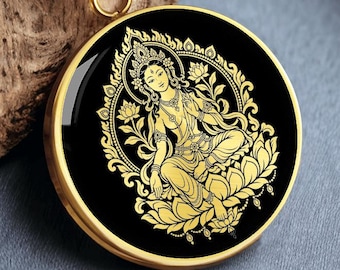 Green Tara Necklace, Buddhist Goddess Pendant, Tibetan Jewelry Gift