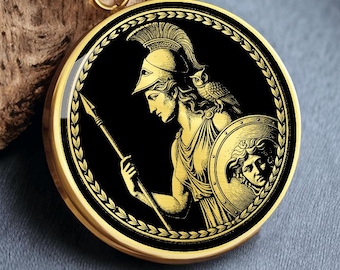 Athena Necklace Greek Goddess Pendant Mythology Jewelry Gold Silver Talisman