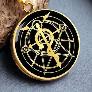 Collier Fullmetal Alchemist Pendentif Cercle de Transmutation Bijoux Alchimie Or Argent
