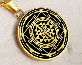 Sri Yantra Pendant Necklace Jewelry Gold Silver Amulet Talisman