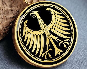 German Eagle Pendant Necklace 5 Mark Coin Jewelry