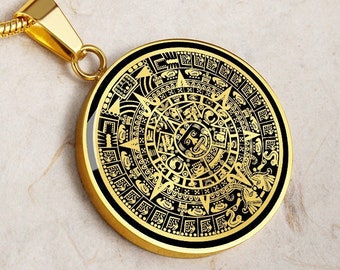 Azteken Kalender Maya Halskette Schmuck Anhänger Gold Silber Männer Frauen