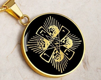 Rosicrucian Cross Necklace Jewelry Pendant Golden Dawn Amulet Gold Silver