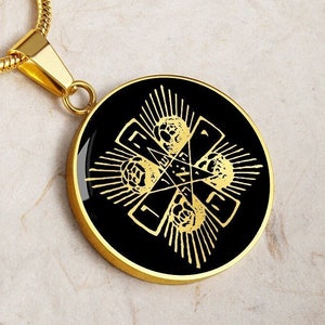 Rosicrucian Cross Necklace Jewelry Pendant Golden Dawn Amulet Gold Silver