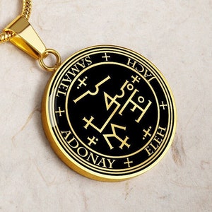 Arcángel Samael Sigil Collar Colgante Joyería Oro Plata Sello Cadena