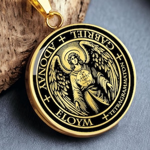 St GABRIEL Archangel Necklace Pendant Gold Jewelry Sigil Silver Tlismen Amulet