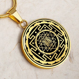 Sri Yantra Necklace Pendant Jewelry Buddha Gold Silver Amulet Talisman Charm