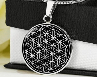 Flower of Life Necklace Pendant Gold Silver Sacred Geometry Jewelry