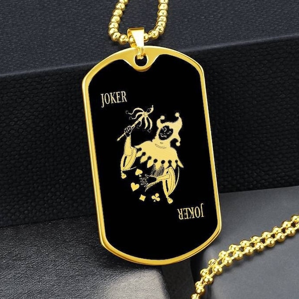 Joker carte à jouer collier bijoux pendentif cadeau chaîne charme gravé