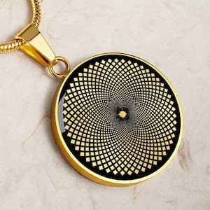 Torus Pendant Necklace Sacred Geometry Jewelry Vortex Gold Mandala