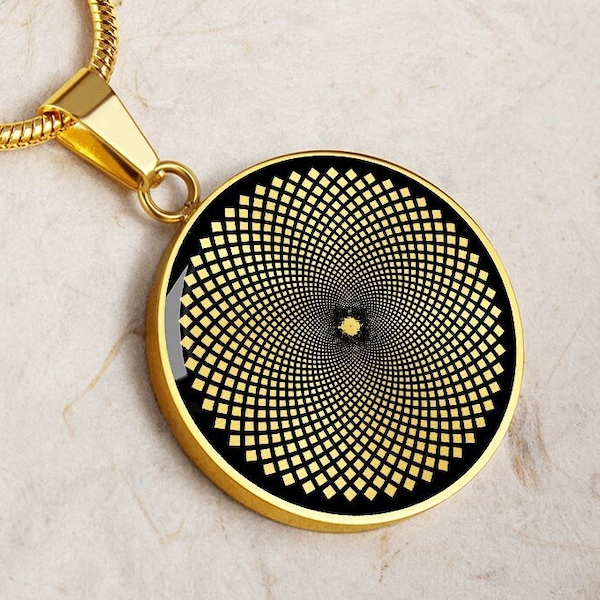 Torus Pendant Necklace Sacred Geometry Jewelry Vortex Gold Mandala
