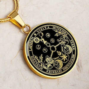 Alchemy VITRIOL Collier Bijoux Pendentif Maçonnique Rose-Croix Or Argent