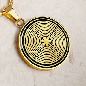 Labyrinth Necklace Pendant Meditation Jewelry Gold Silver Charm Coin