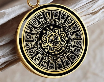 Mayan San Aztec Calendar Necklace Jewelry Pendant Gold Men Silver Women Charm
