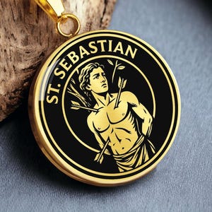 St Sebastian Medal Necklace Patron Saint of Athletes Catholic Pendant Religious Jewelry Gold & Silver